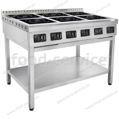 Induction hob Techma Lite with 6 burners x 3 kW 1100x700x850 floor-standing without rim (55388)